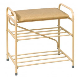 Банкетка-этажерка VIOLET Банкетка-этажерка для обуви 2-х ярусная с мягким сиденьем (бежевый) 600102