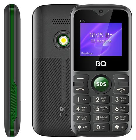 Мобильный телефон BQ 1853 LIFE BLACK+GREEN