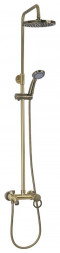 Душевой комплект BRIMIX 3086 Смеситель + стойка душевая тропический душ с двумя лейками ЭКОНОМ БРОНЗА