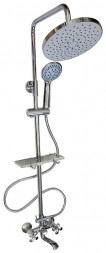 Душевой комплект BRIMIX 3099 Смеситель+стойка душевая тропический душ с двумя лейками корпус металлокерамика телеск