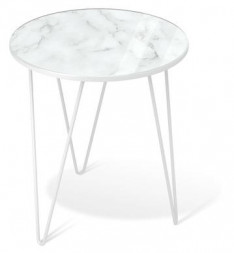 Столик журнальный SHEFFILTON SHT-CT27 металл/стекло белый муар/белый мрамор (226402)