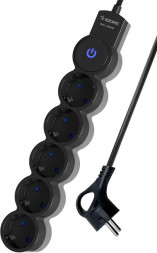 Удлинитель КОСМОС YKsm3m-5g-Z-V10A-B Черный/серый