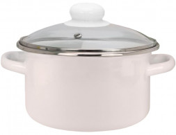 Кастрюля ЭМАЛЬ 33-Б1614С бисквит цил 4,0л стекл/кр мет/об