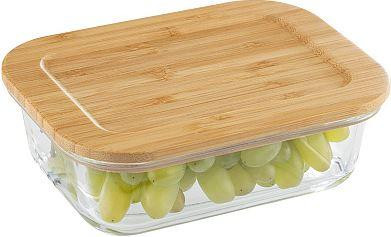 Контейнер LEONORD Контейнер BAMBU, объем: 600 мл, из жаропрочного стекла с крышкой из бамбука, прямоугольный (106022)