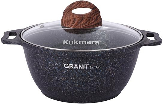 Кастрюля KUKMARA кгг22а а/пр литая 2,0л стекл/кр Granit ultra blue