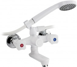 Смеситель для ванной BRIMIX 4401 Смеситель в ванную короткий излив, металлокерамика, с шаровым переключением, из высокопрочного пластика АБС - БЕЛЫЙ