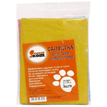 Салфетка РЫЖИЙ КОТ салфетка вискозная универсальная 30*38см (3шт) (310215)