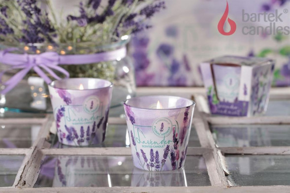 Свеча BARTEK ароматизированная в стакане - Лаванда 115гр (Lavender and mint)