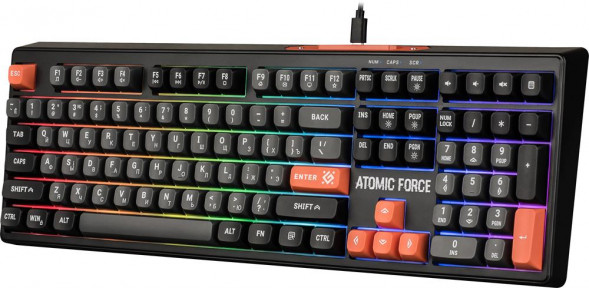 Клавиатура DEFENDER (45005) Atomic Force GK-005 RU,чер/сер,108кн+FN,радуж,1.5м