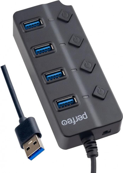 USB разветвитель PERFEO (PF C3222) USB-HUB 4 Port, 3.0 (PF-H032 Black) чёрный