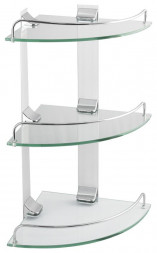 Полка стеклянная BRIMIX 10103 Полка стеклянная угловая 3-х этажная