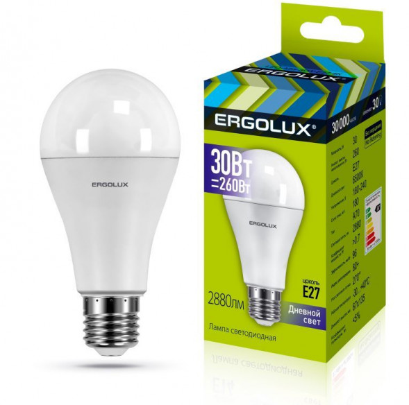 Лампа ERGOLUX (14230) LED-A70-30W-E27-6K (Эл.лампа светодиодная ЛОН 30Вт E27 6500K 180-240В)