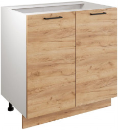 Кухонный модуль МЕБЕЛЬ-КОМПЛЕКС Шкаф - стол 80см с двумя дверцами Simple Н800 Дуб золотой крафт/ Белый (1 кор.)