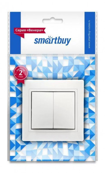 выключатель SMARTBUY (SBE-01w-10-SW2-0) Венера, 2-клавишный белый