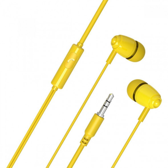 Внутриканальные наушники с микрофоном PERFEO (PF_C3192_B) ALTO-M желтый (коробка)