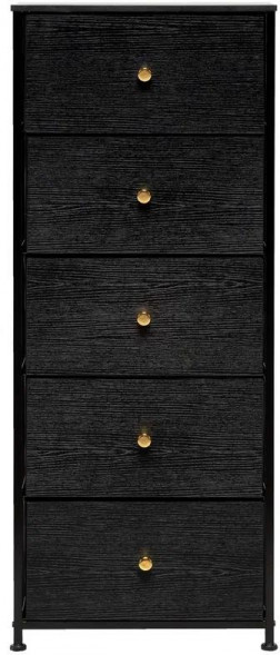 Комод LESET Линкс Комод 5 ящиков (МДФ) Каркас Черный, ящики Черные
