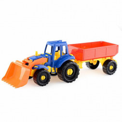 Игрушка РЫЖИЙ КОТ Трактор &quot;Иван&quot; Бульдозер с бортовым прицепом Классический И-2394 173821