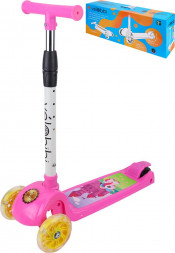 Самокат VELOBIBI 3-х колесный складной розовый 55*13*66-76 см (макс.нагрузка до 40 кг) СМК-0365 ПП-00198449