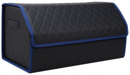 Саквояж-органайзер STVOL STO10 в багажник, экокожа, черный/синий ромб, 60*30*30 см