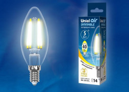 Лампочки светодиодные UNIEL (UL-00002860) LED-C35-5W/WW/E14/CL/DIM GLA01TR