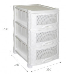 Комод VIOLET ПЛЕТЁНКА белый 3-х секц. 35306