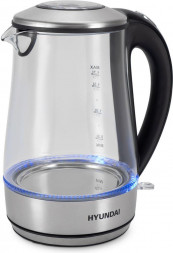 Чайник HYUNDAI HYK-G8406 1.7л. 2200Вт прозрачный/черный (нержавеющая сталь)