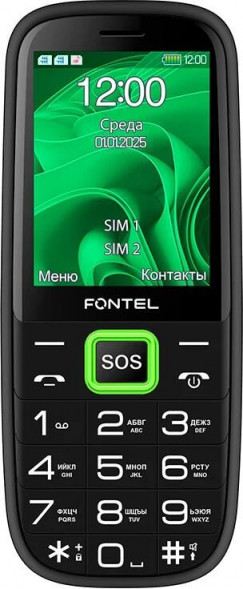 Телефон мобильный FONTEL SP280 черно-зеленый FONTEL SP280 черно-зеленый