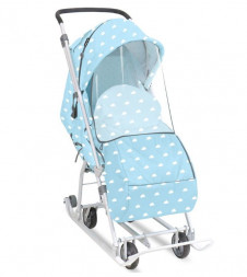 Санки-коляски NIKA У3-1К/2 с облачками голубой