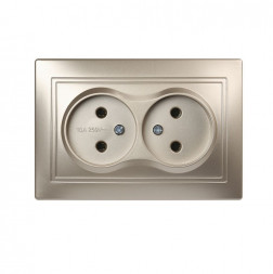 Розетка SMARTBUY (SBE-01c-10-S2-N-c) Венера, 2-местная, шампань