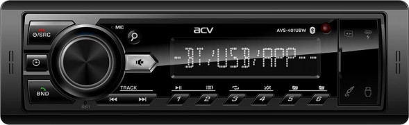 ACV AVS-401UBW (1din/База 36мм/белая/Bluetooth/USB/TYPE-C/AUX/SD/FM/4*50)