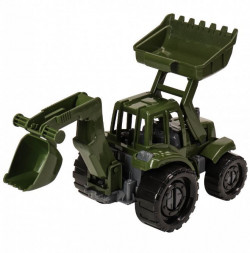 Игрушка РЫЖИЙ КОТ Трактор &quot;Иван&quot; экскаватор-бульдозер Военный И-2386 173804