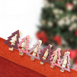 Фигура интерьерная NEON-NIGHT (504-032) ДЕРЕВЯННЫЕ ПРИЩЕПКИ "ЕЛОЧКИ" 14.5X4.5X1.6 CМ, 6 ШТ. РОЗОВЫЕ