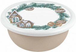 Миска HOMVER Modena Hовый год 2,1л с крышкой с декором (бежевый) 222106627/03