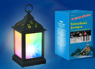 Фонарь со светодиодной гирляндой UNIEL (UL-00002311) ULD-L1122-010/DTB/RGB/3D BLACK Фонарь со светодиодной гирляндой внутри, на батарей