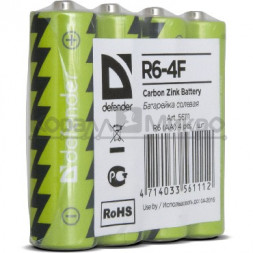 Элементы питания DEFENDER (56111) R6-4F AA, термоп. - 1 батарейка