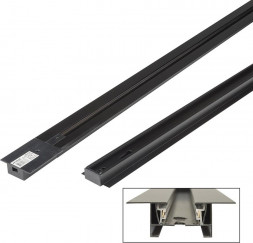 АКСЕССУАРЫ ДЛЯ СВЕТИЛЬНИКОВ VOLPE (UL-00007447) UBX-Q123 RS2 BLACK 300 SET01 Шинопровод осветительный, тип R, в наборе с заглушкой и вводом питания. Однофазный. Встраиваемый. Чер