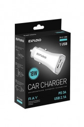 АЗУ EXPLOYD EX-Z-1200 автомобильное ЗУ,3A,1хUSB 2.1A,PD,18W,белый