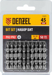Набор бит DENZEL Набор бит двухстор., PH2-PH2х45 мм, сталь S2, 10шт. 11673