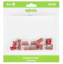 Электроустановочные изделия WAGO (07-5133-20) СЕРИЯ 2273-204 КОМПАКТНАЯ КЛЕММА 4-Х ПРОВОДНАЯ, 20 ШТУК