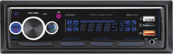 Автомагнитола DIGMA MCP-413 1DIN 4x45Вт BT5.0 USB2.0 AUX 4 ПДУ