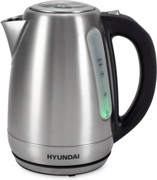 Чайник HYUNDAI HYK-S8408 1.7л. 2200Вт серебристый матовый/черный (нержавеющая сталь)