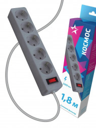 Сетевой фильтр КОСМОС FKSM1.8M-5G(G) - 5 роз х 1,8 м, серый