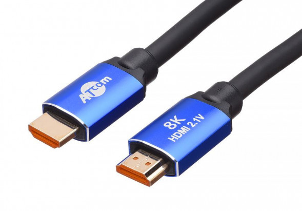 Кабель HDMI ATCOM (AT8888) Кабель HDMI 2М (HIGH speed, Metal gold, в пакете) 8K VER 2.1