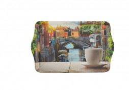 поднос MALLONY Поднос сервировочный FANTASIA, размер 43,5*27*2,8 см, из термостойкого пластика с дизайном (008260)