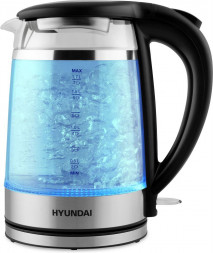 Чайник HYUNDAI HYK-G3036 1.7л. 2200Вт черный/прозрачный (стекло/пластик)