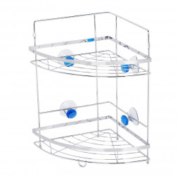 Полка угловая РЫЖИЙ КОТ Полка угловая двухъярусная W2667 "Бриллиант, синий" размер: 24,5х24,5х38см (крепление: присоски) (310795)