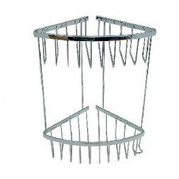 Полка САНАКС 75052 Полочка угловая овальная двойная 18 см. Нержавейка, хром