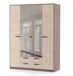 Шкаф МЕБЕЛЬ-КОМПЛЕКС Оптима Шкаф 4-х створчатый с зеркалами Шимо темный/Шимо светлый