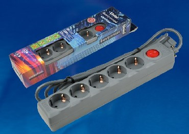 Сетевой фильтр UNIEL (UL-00001746) S-GSU5-3 GREY Cетевой фильтр серии Universal, 3м (Пвс 3*0,75), 5 гнезд, с/з. 10А.