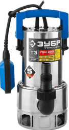 Насос дренажный ЗУБР НПГ-Т3-750-С Профессионал , дренажный насос для грязной воды, корпус - нерж. сталь